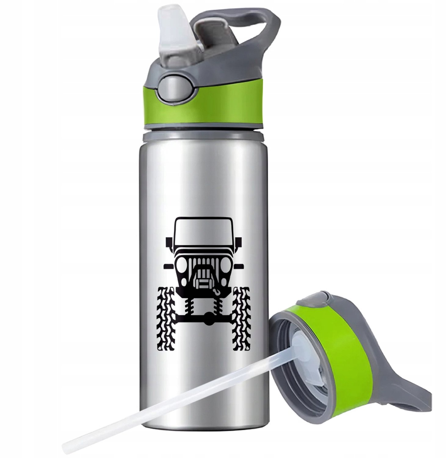Aluminium Sport Bidon 650ml met Rietje en Handvat - Merkloos