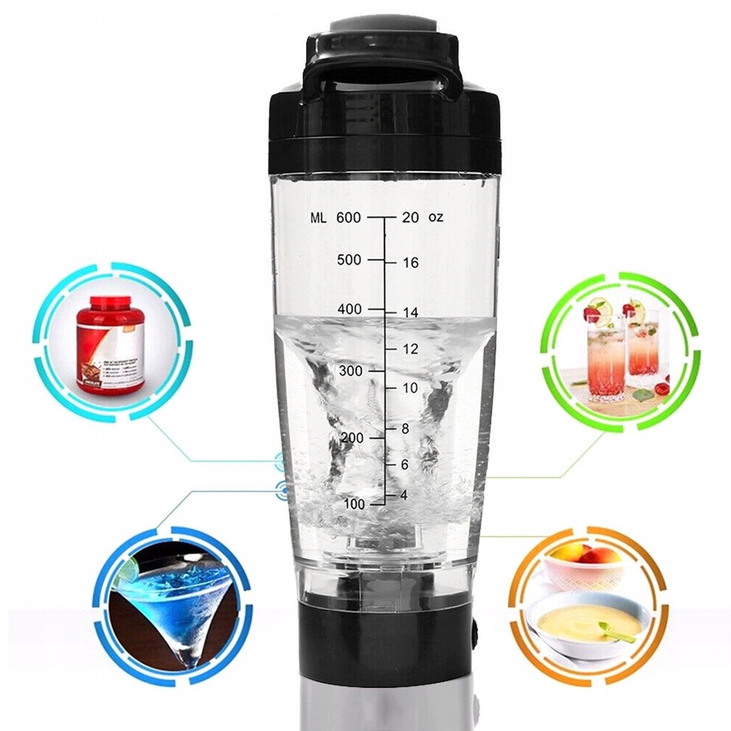 Elektrische Shaker Beker 600ml met Handvat - Merkloos