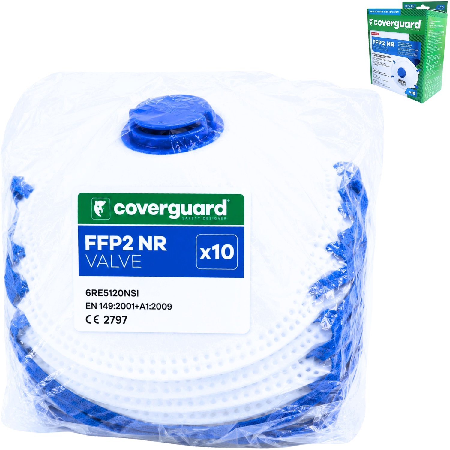 Merkloze FFP2 stofmasker met ventiel - 10 stuks