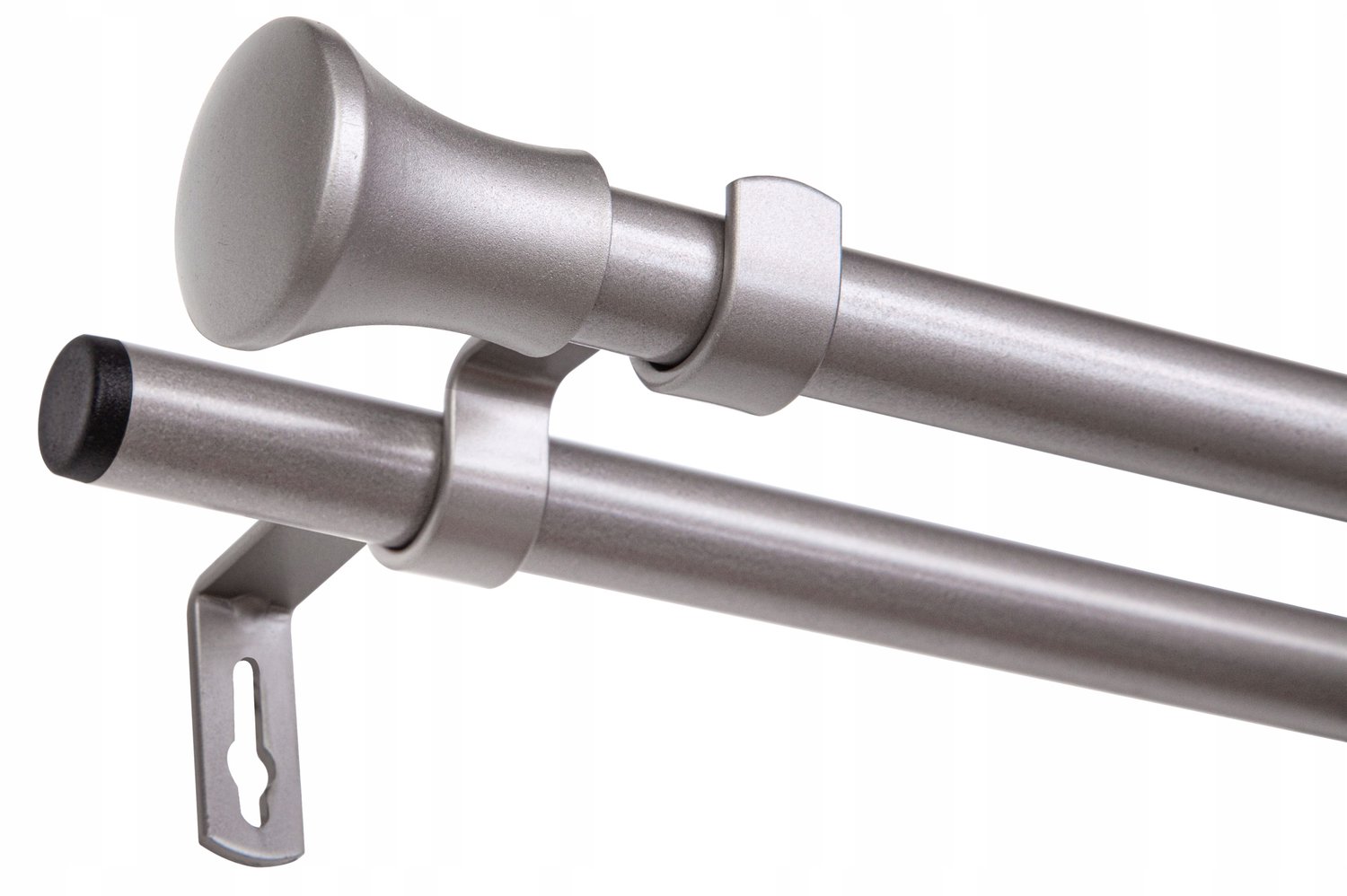 Dubbele Gordijnstang Sollo 240 cm 19 mm Mat Zilver