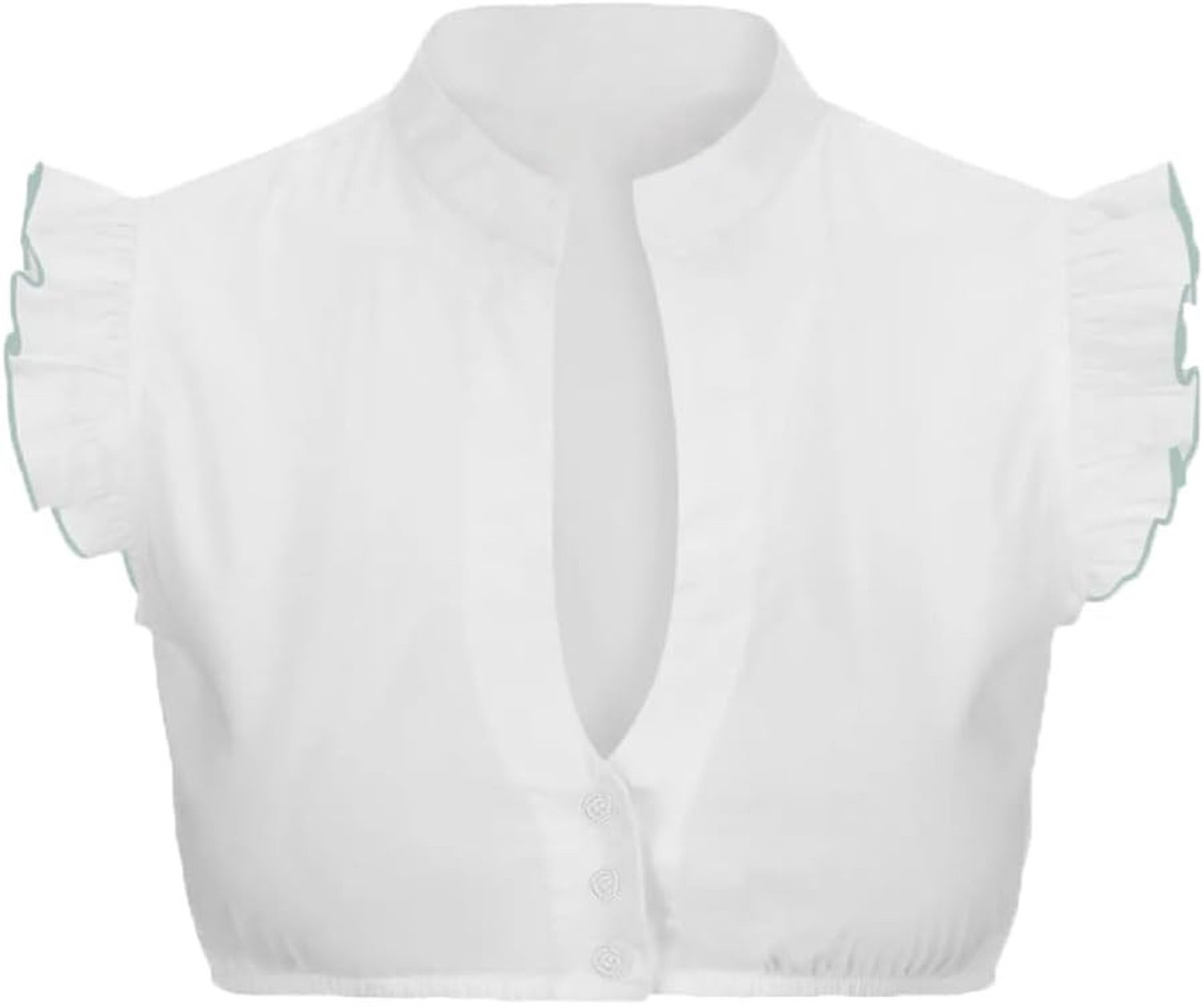 Elegante witte dirndl blouse voor dames met hartuitsnijding en vlindermouwen, perfect voor Oktoberfest en traditionele evenementen