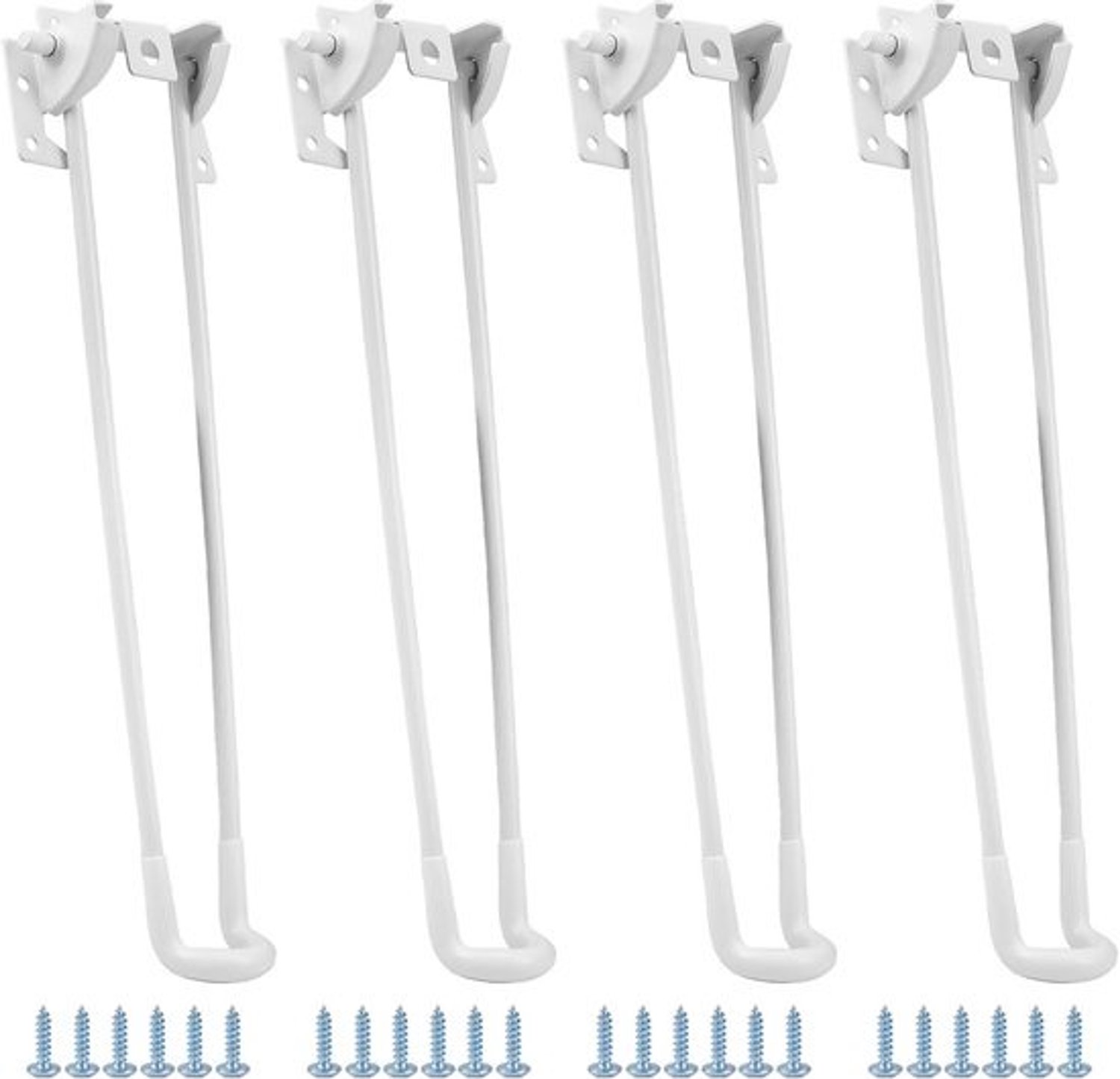Set van 4 opvouwbare tafelpoten - Strak wit metaal - Voor salontafels en bureaus