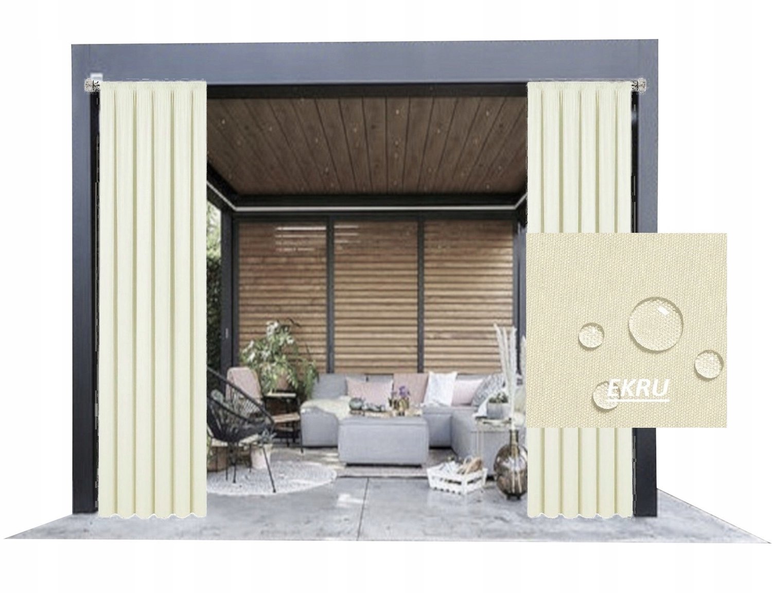 Waterdichte Gordijnen 155x180 cm voor Tuinhuis, Terras & Balkon