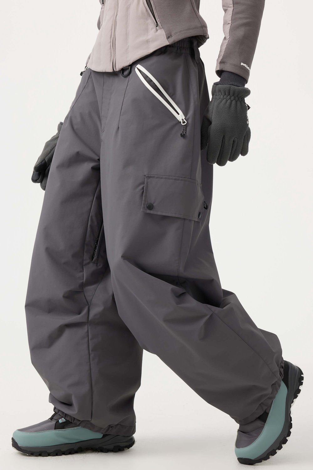 GSOU SNOW Unisex baggy ski- en snowboardbroek 20K waterdicht Donkergrijs