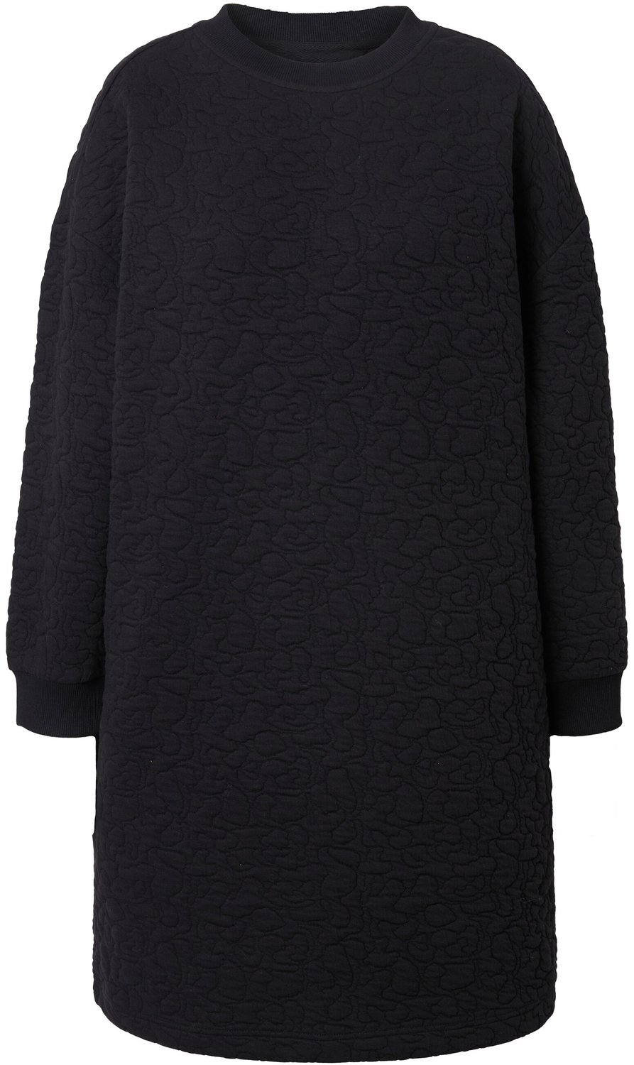Studio Untold - Dames - Sweat mini-jurk oversized LEO-stiksel - Zwart - Maat 54+