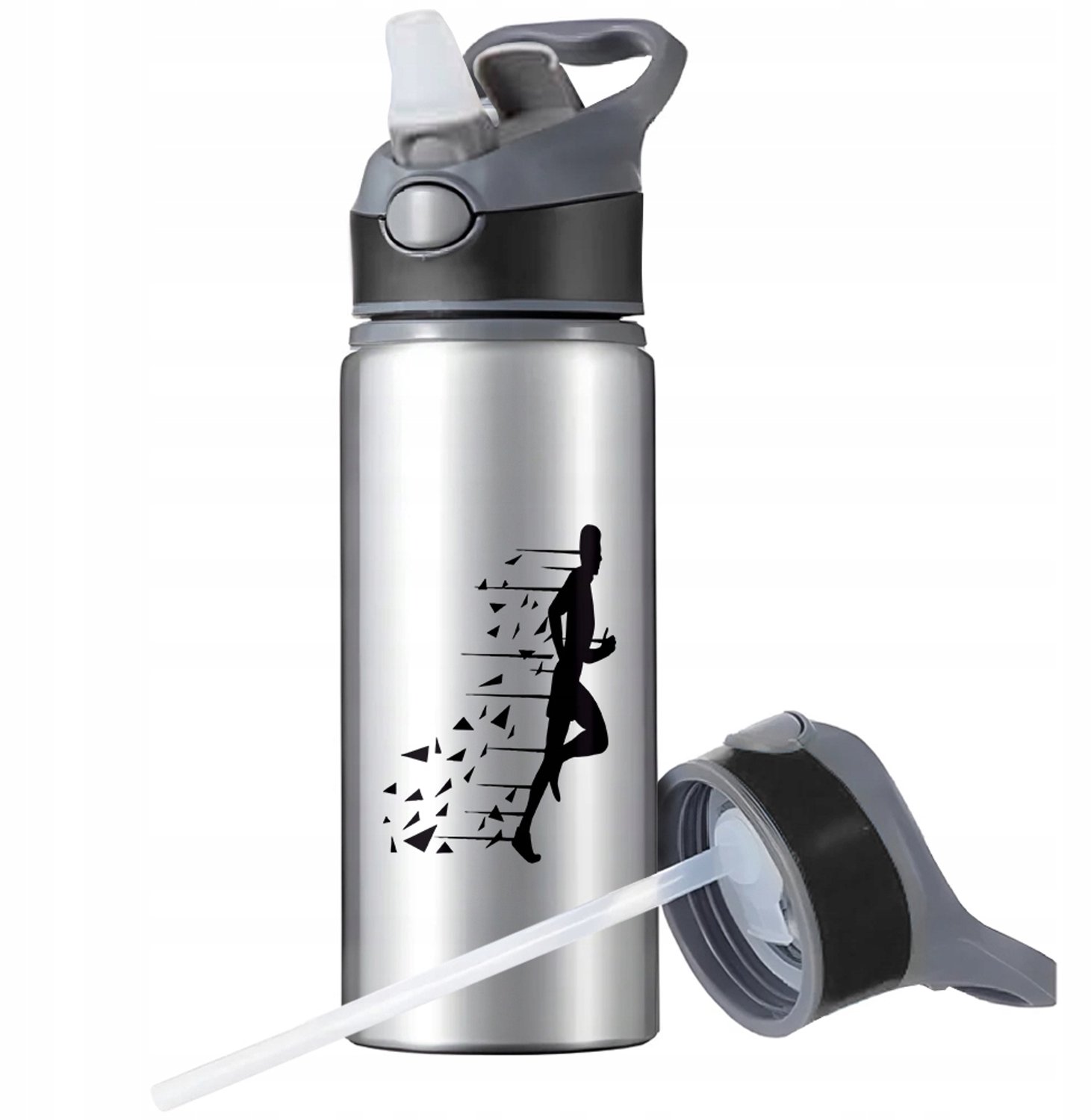 Aluminium Sport Bidon 650ml met Rietje en Handvat