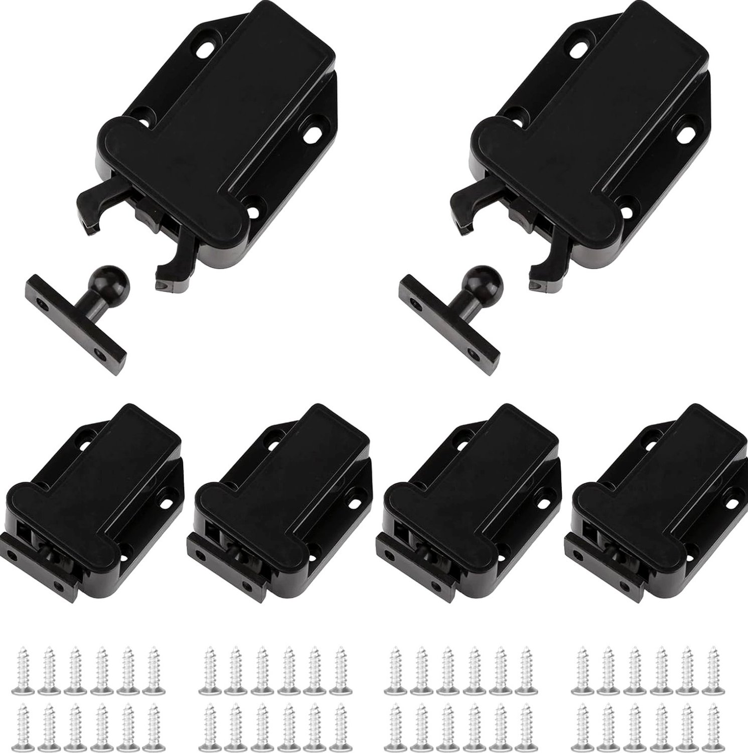 6x Push-to-Open Sluiting, Automatische Veer Vergrendeling voor Kast & Lade