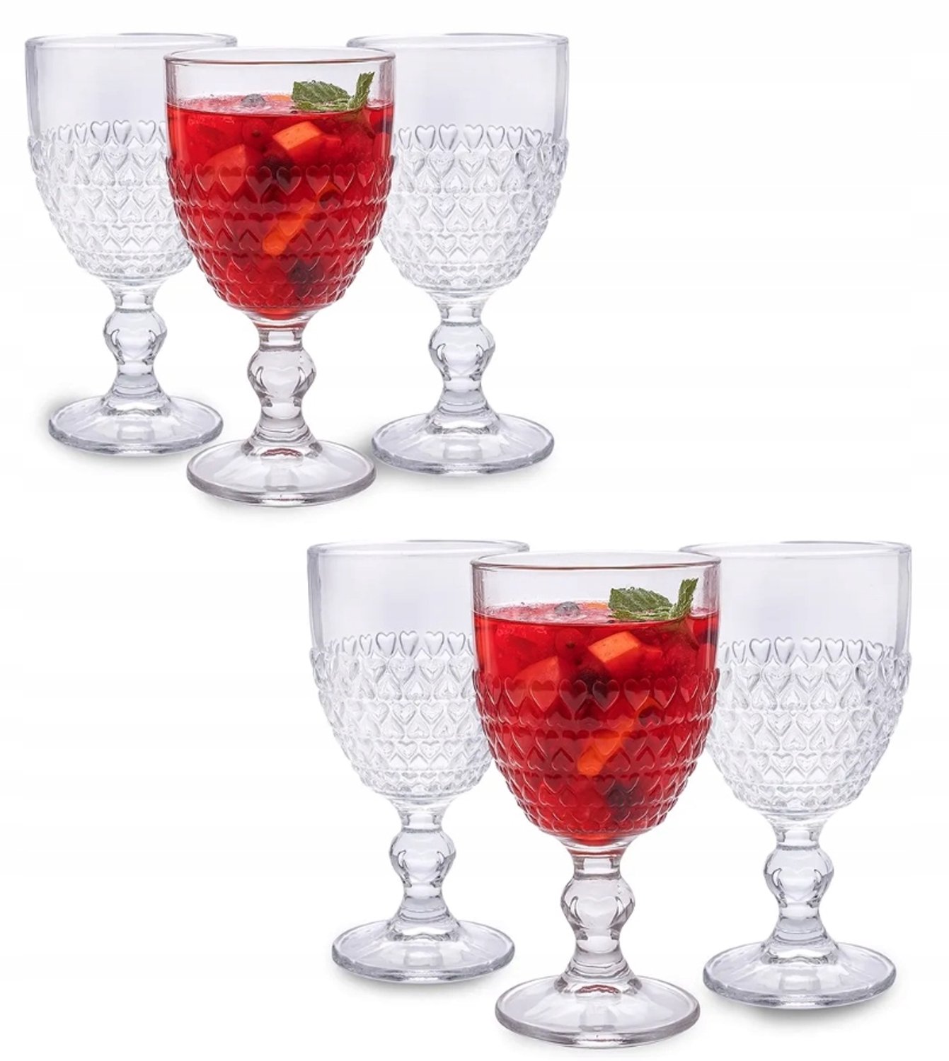 Luxe Glazen Set "Love" - 6 stuks, 340ml, Elegant & Romantisch