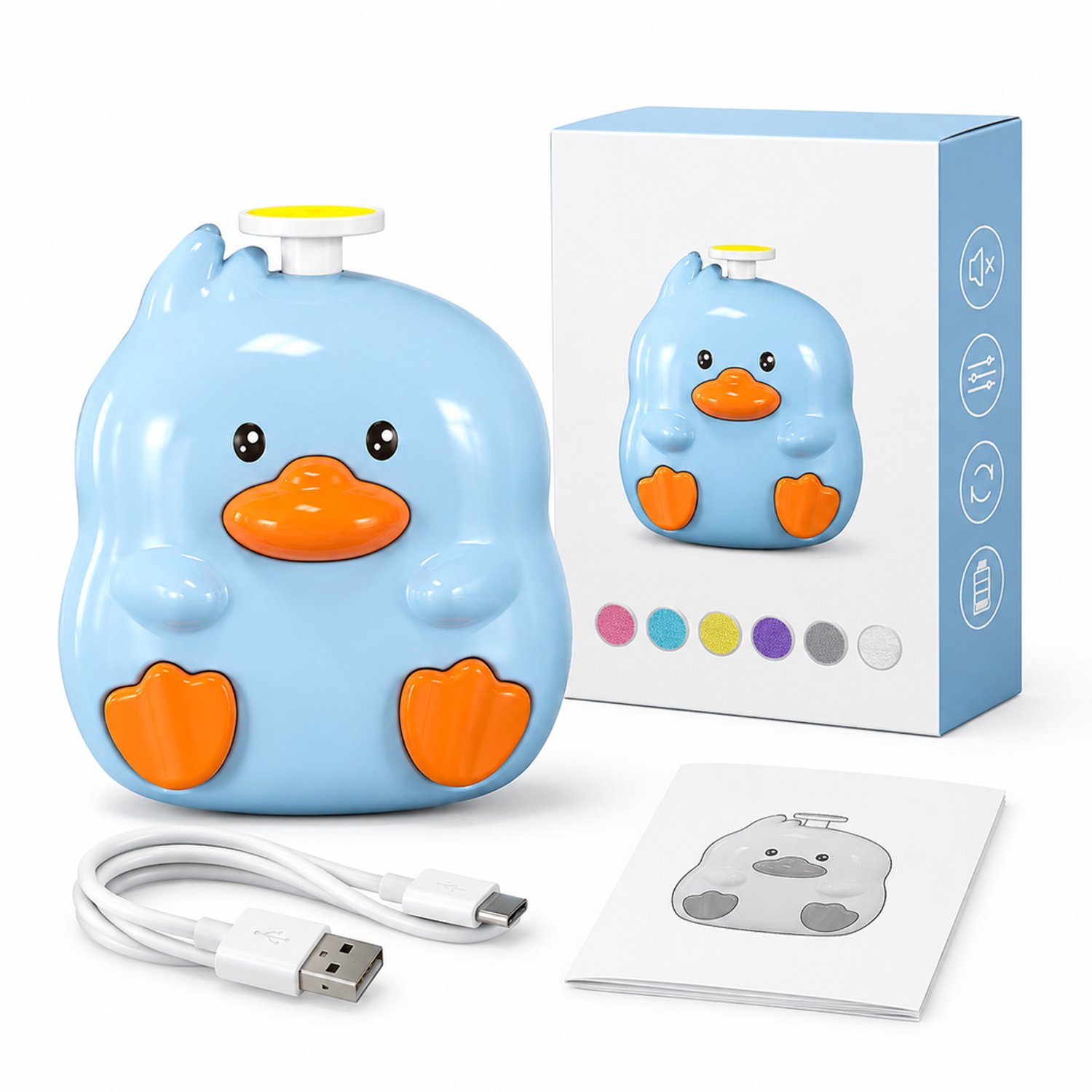 Elektrische nageltrimmer - USB-oplaadbaar - Blauw - Voor dagelijks thuisgebruik - Inclusief handleiding en oplaadkabel