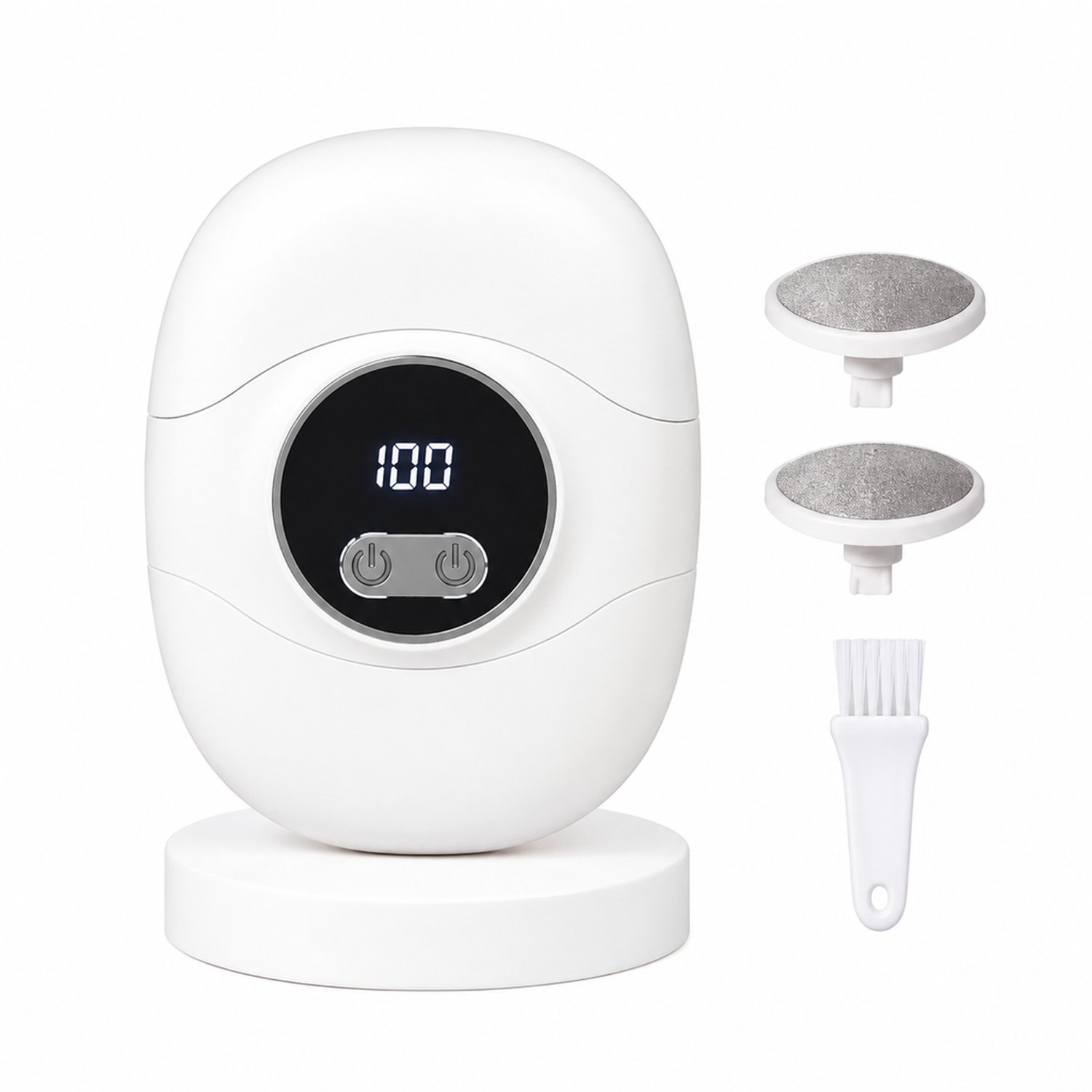 elektrische nagelknipper en voetvijl - 2-in-1, wit - 3 snelheden en digitaal lcd-scherm - Inclusief 1 reinigingsborstel en 2 kwartsschuurkoppen