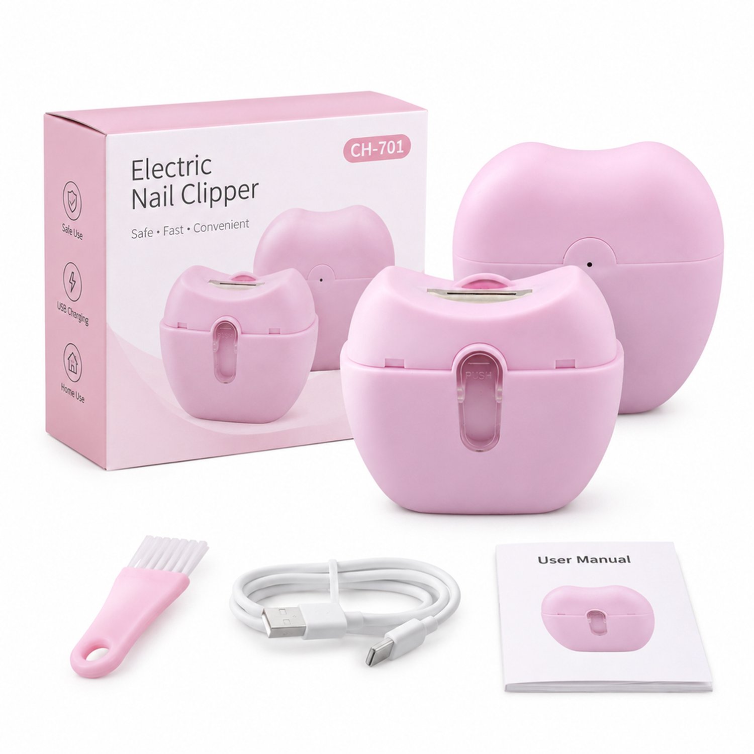 elektrische nagelknipper - 230 g - creatief ontwerp - voor dagelijks thuisgebruik - roze 706 met Engelstalige verpakking