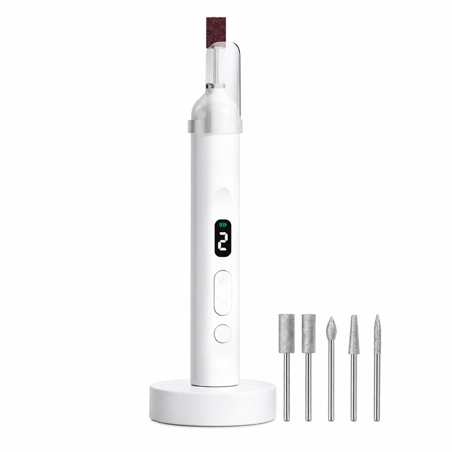 Elektrische nageltrimmer - 2-in-1 nagelverzorgingsapparaat - draadloos opladen - voor dagelijks, thuis en professioneel gebruik - ivoorwit 5-delige set
