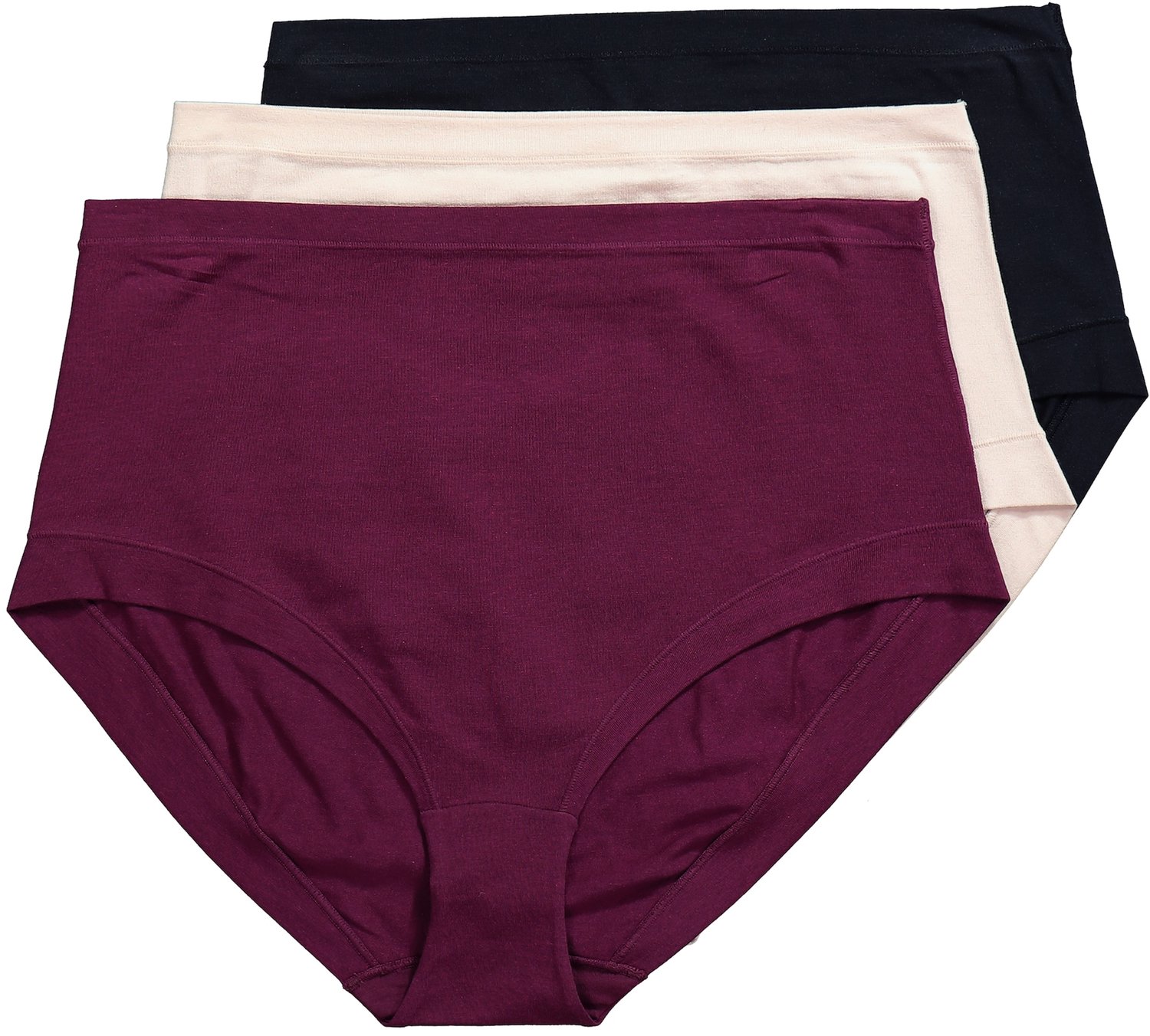 Ulla Popken - Dames - Maxislips set van 3 hoge taille minimalistische look - Zwart - Maat 62+