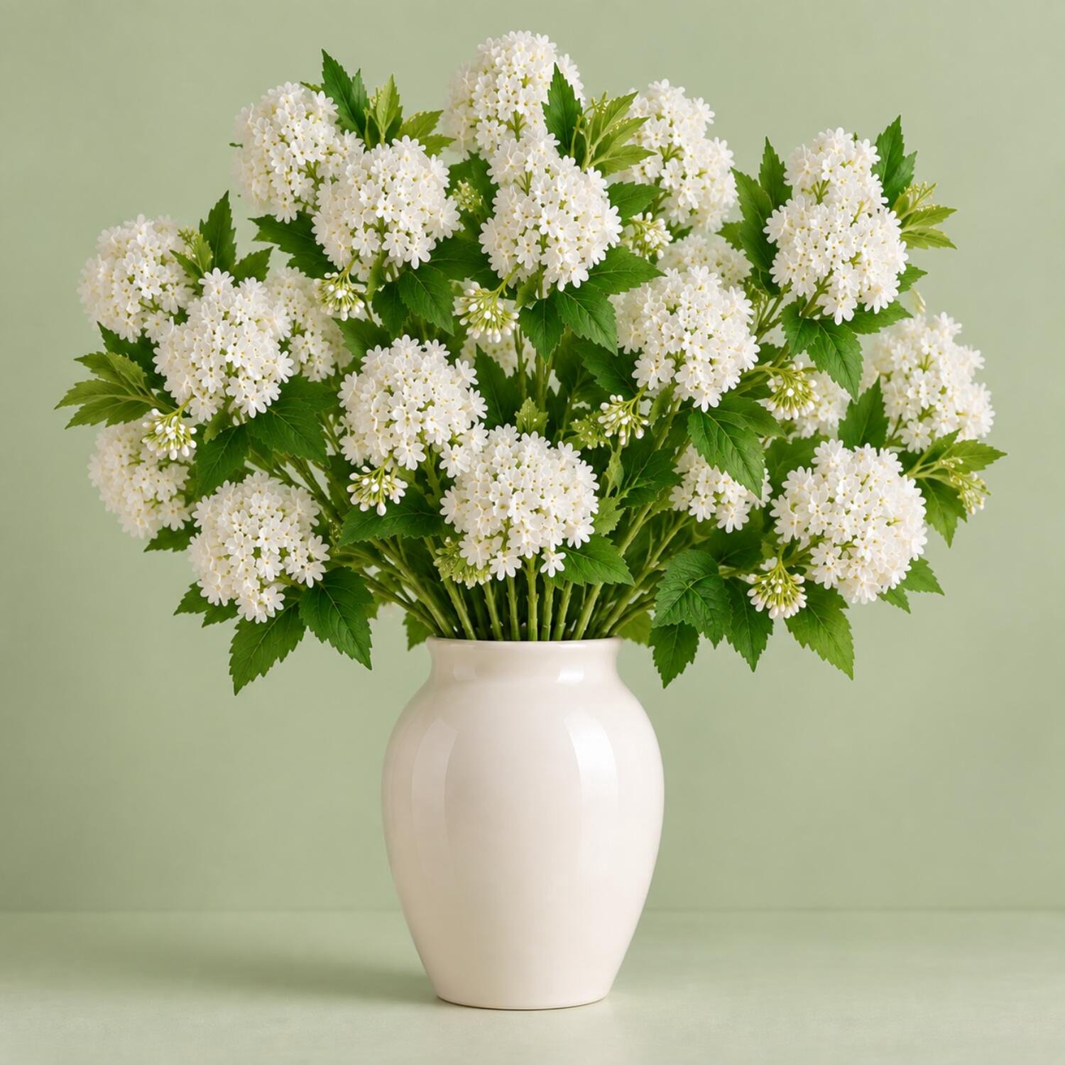 Mica Decorations Kunstbloem Viburnum Floristic - 8x - H77 cm - wit - kunststof - stelen kunstbloemen - boeket - witte bloemetjes