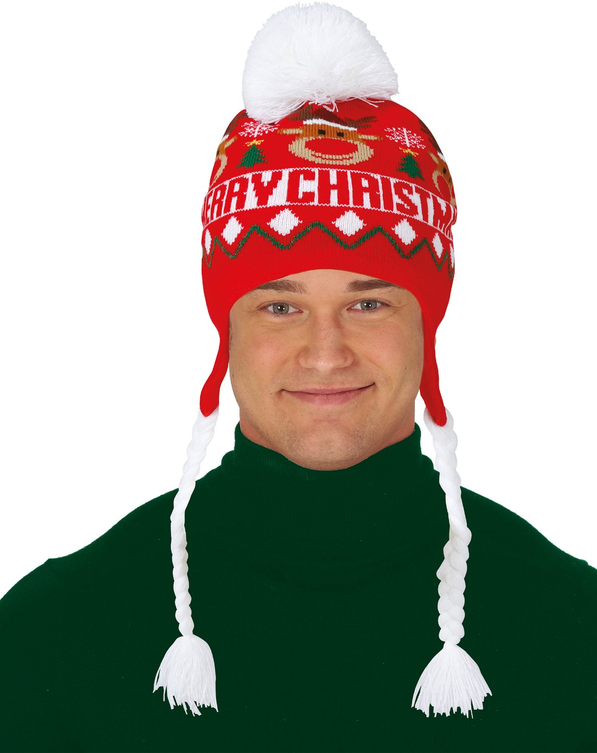 GUIRMA - Rode kerstmuts met pompon Merry Christmas