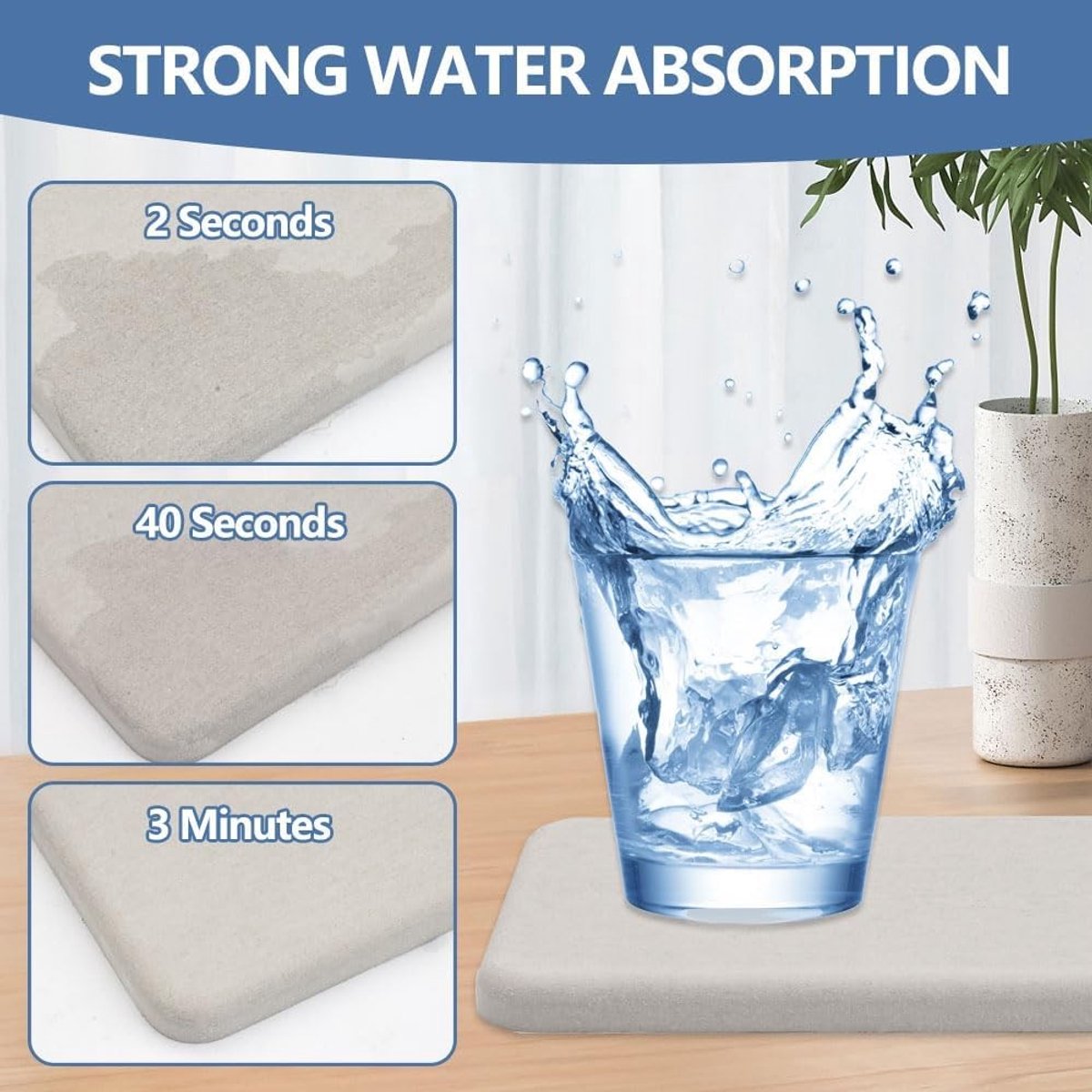 Waterabsorberende stenen onderzetters voor de gootsteen - Set van 4, grijs en wit, keukenaccessoires, vochtabsorberend, duurzaam