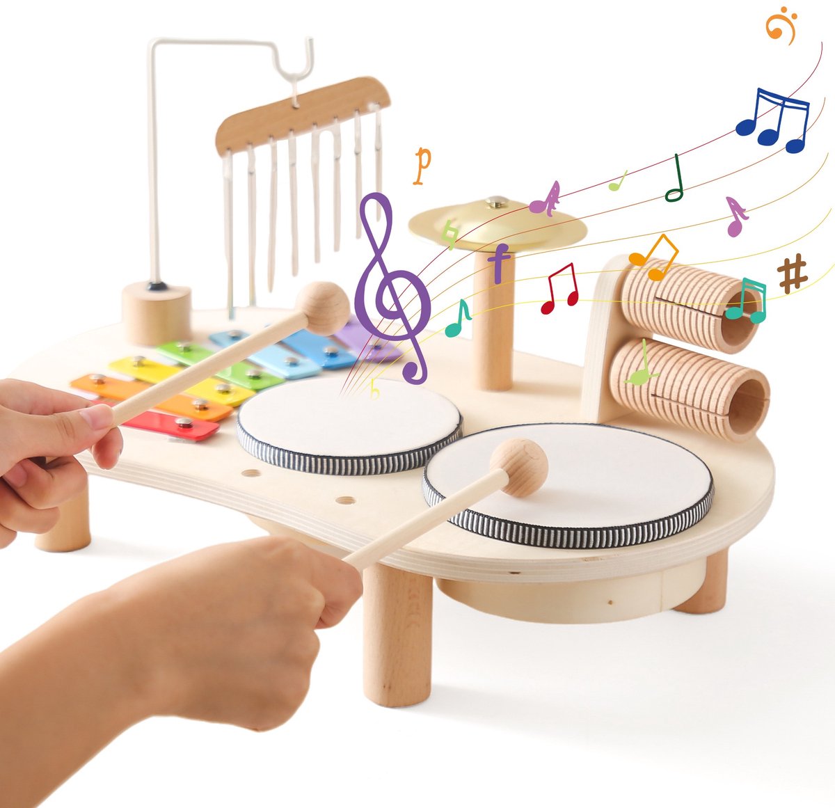 Speeltafel Baby - Muziektafel - Activiteiten tafel - Houten Speelgoed 1 jaar - Muziekinstrumenten - Speelgoedinstrument - Montessori - Educatief - Speeltafel voor kinderen - Speelgoed 1 jaar, 2 jaar en 3 jaar - Gomoor
