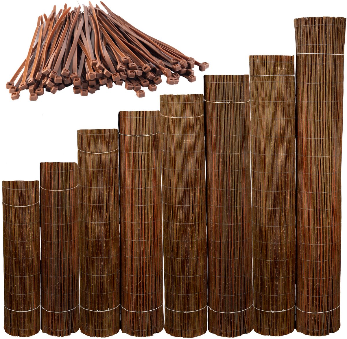 Famanu – Wilgenmat van 100 x 300 cm, natuurlijke privacy scherm voor tuin en balkon, ideaal als windscherm
