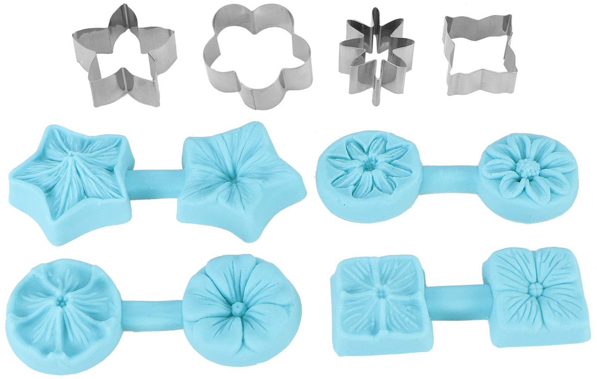 Yusat 4 stuks siliconen bloem fondant uitstekers set met bloem fondant uitsteekvormen fondant hortensia - ShopVlot