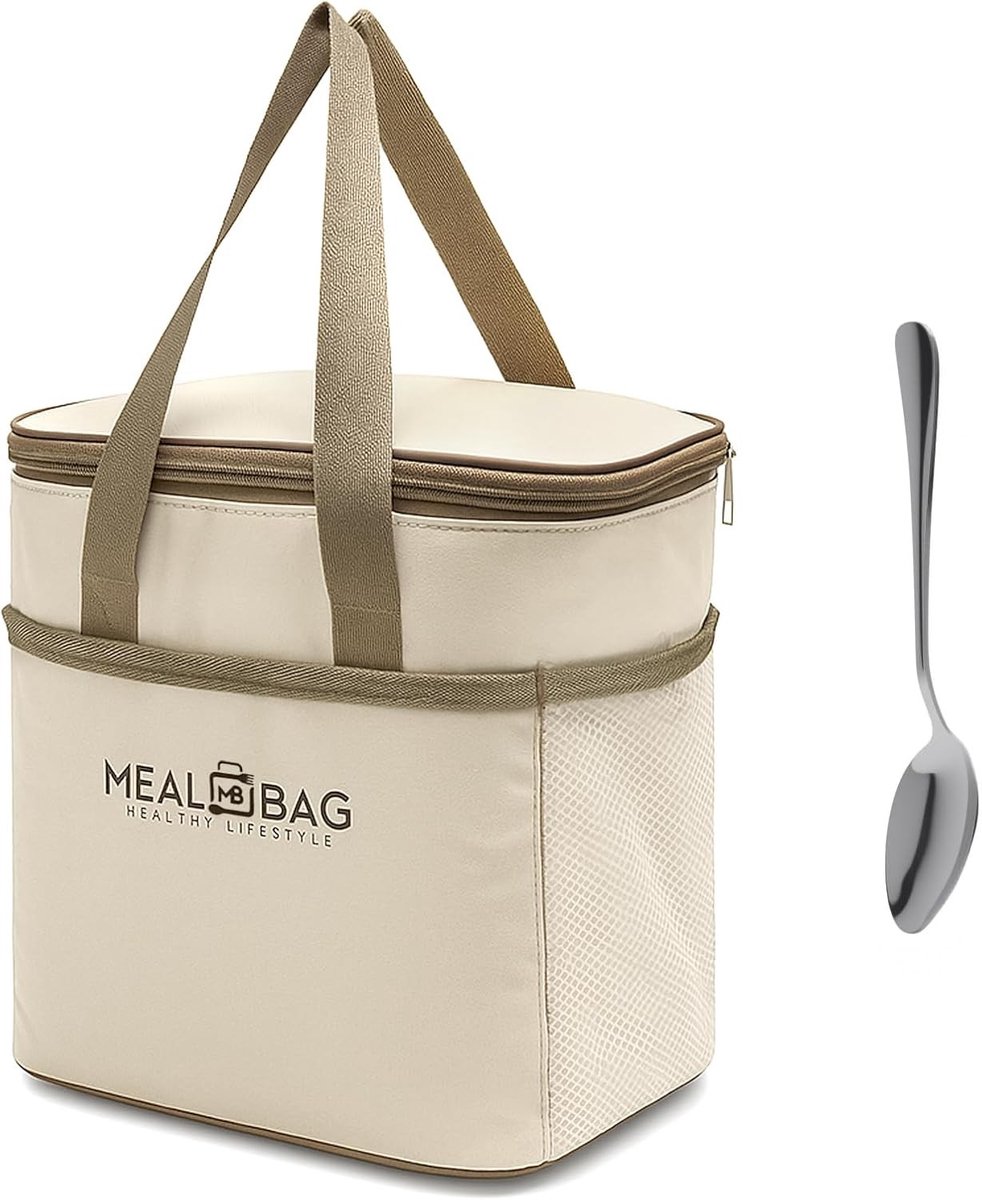 Koelrugzak 9L Klein met Lepel - Draagbare Thermische Tas voor Lunch, Waterdichte Koeltas voor Werk, Picknick en Schooluitjes