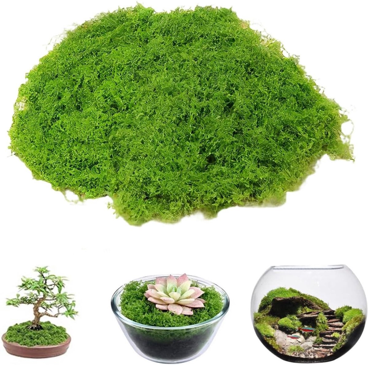 Decoratieve Kunstmos 300 g voor Creatieve Projecten, Groene Moss voor Wanddecoratie, Aquariums en Modelbouw