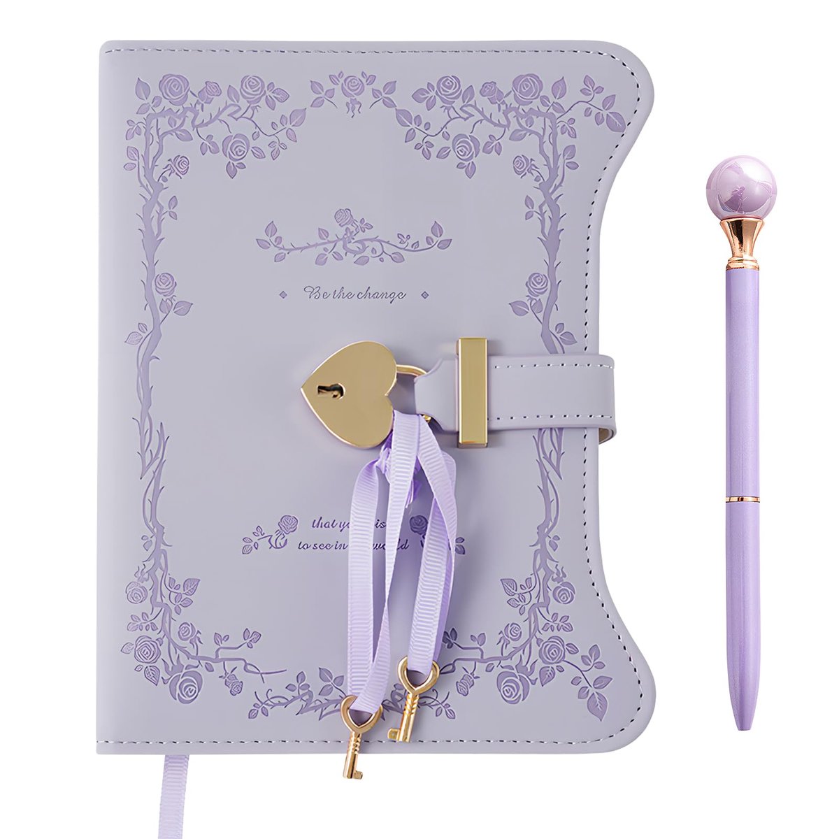 heavenlife Afsluitbaar dagboek met sleutel en pen B6 - Vintage lederen dagboek met hartvormige hangslot - ShopVlot