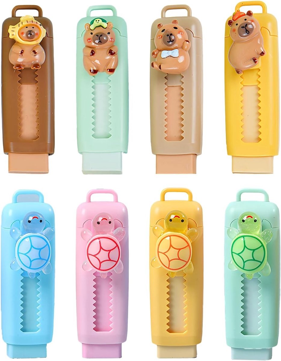 8 Stuks Uittrekbare Gum, Ideaal voor Kinderen, Perfect voor Feestjes en School, Creatief en Handig voor Potloodstrepen