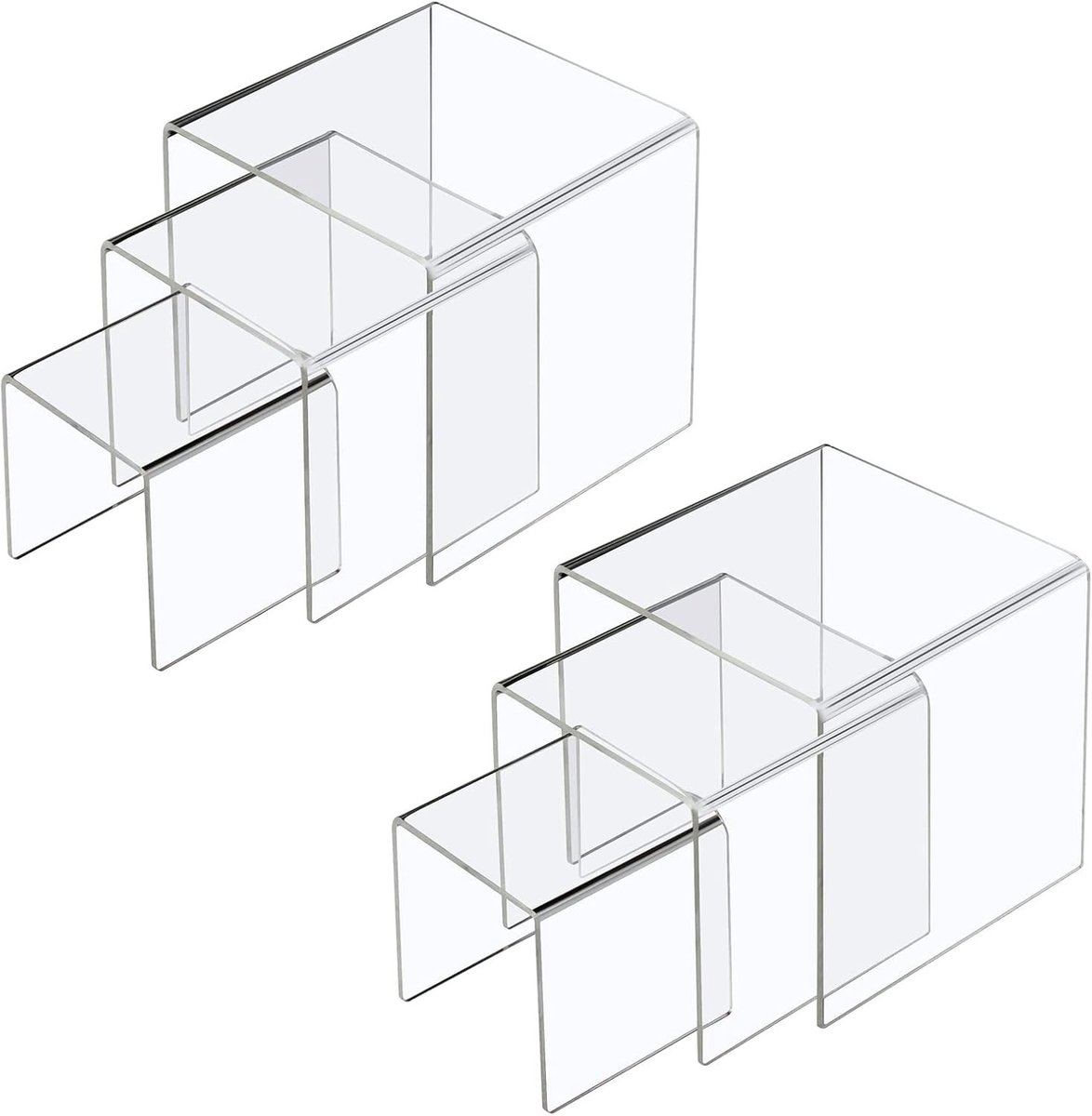 Set van 6 Heldere Acryl Display Risers voor Sieraden, Cupcakes en Desserts - Ideaal voor Collecties en Tafeldecoraties - Afmetingen 3"x4"x5