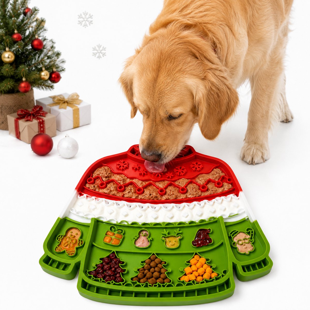 Namajunas kerst anti schrokbak hond - voerbak hond - slow feeder - anti-slip - siliconen