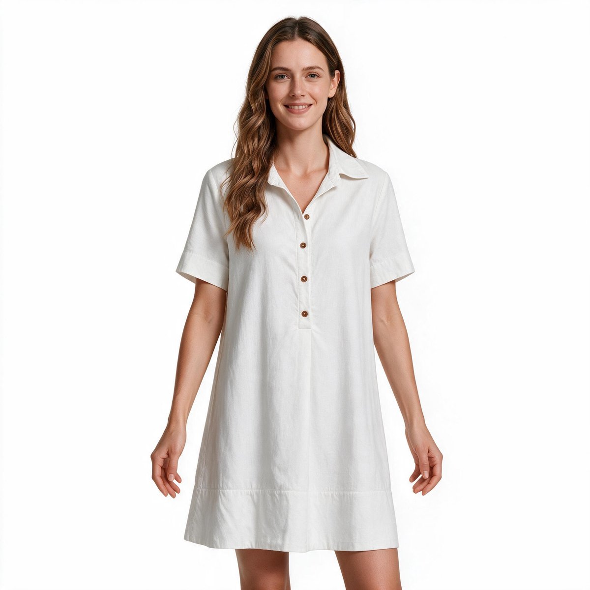 Imily Bela Dames Blousejurk met Korte Mouwen en Knopen