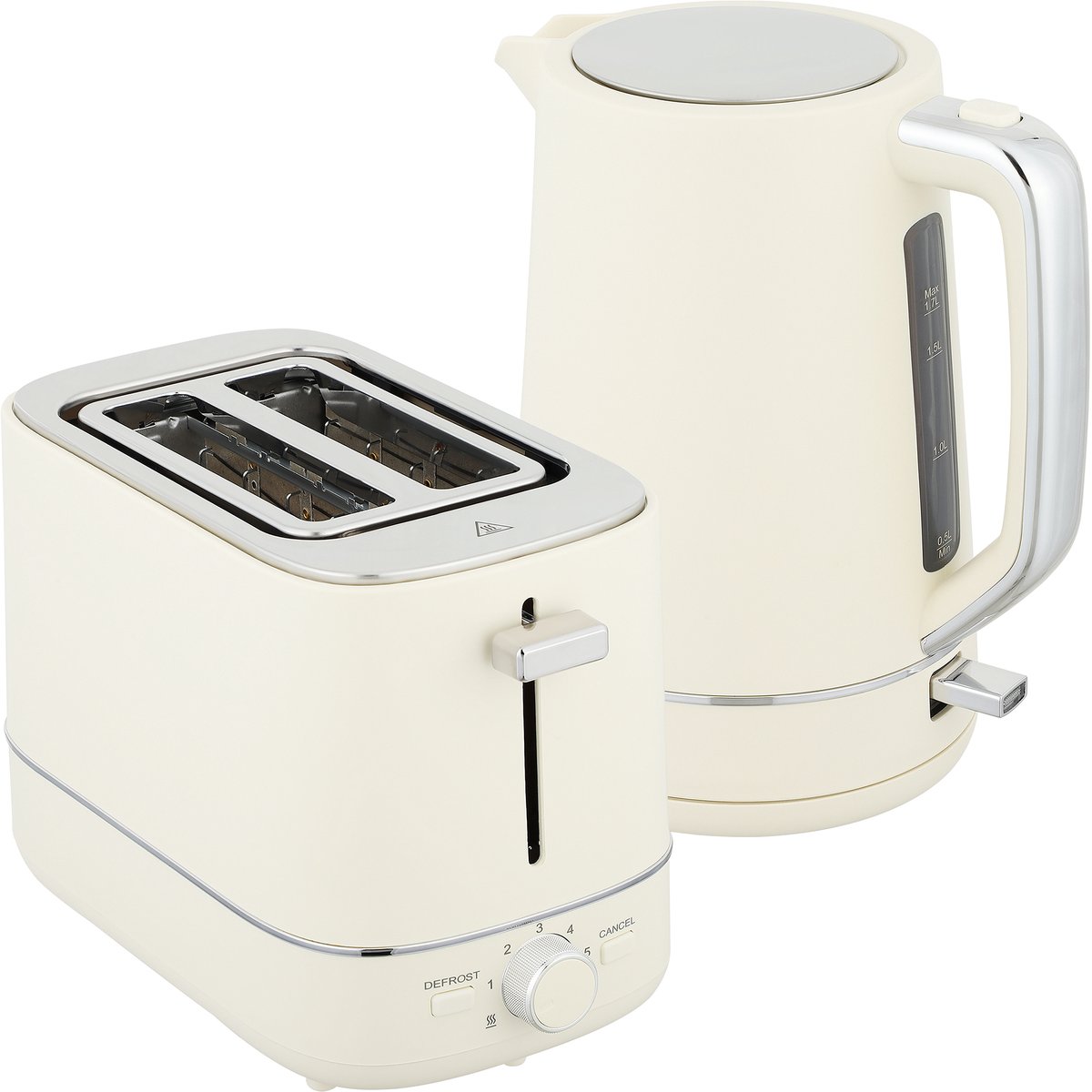 TEKROA® Set bestaande uit een waterkoker van 1,7 liter en een broodrooster met 6 bruiningsniveaus - wit