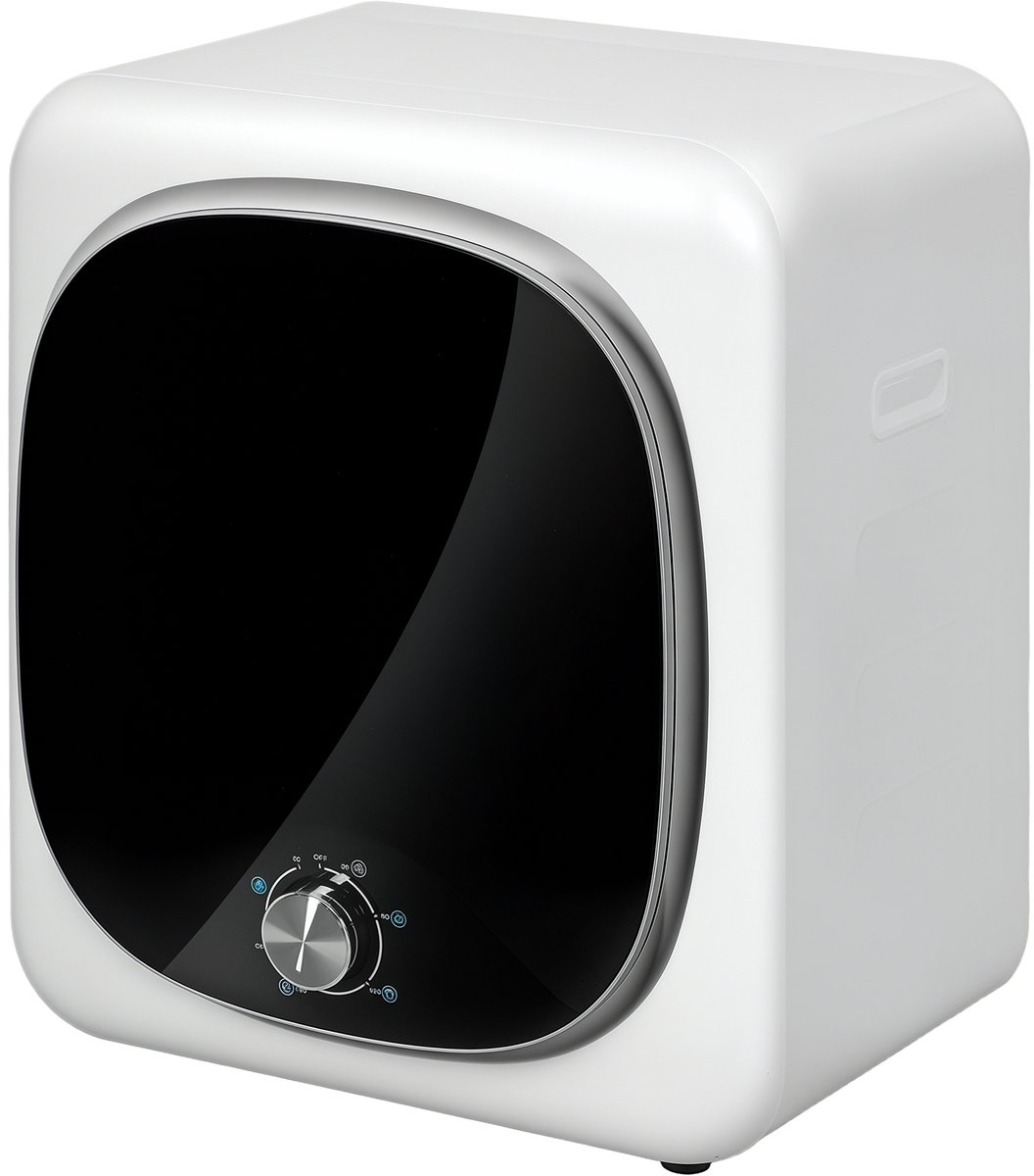 TEKROA® Mini draagbare droger - 4 kg - 5 programma's, 800W, voorlader, roestvrijstalen trommel - voor thuisgebruik - wit