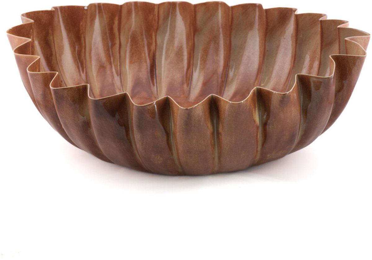 Metalen tray ribbel amber L