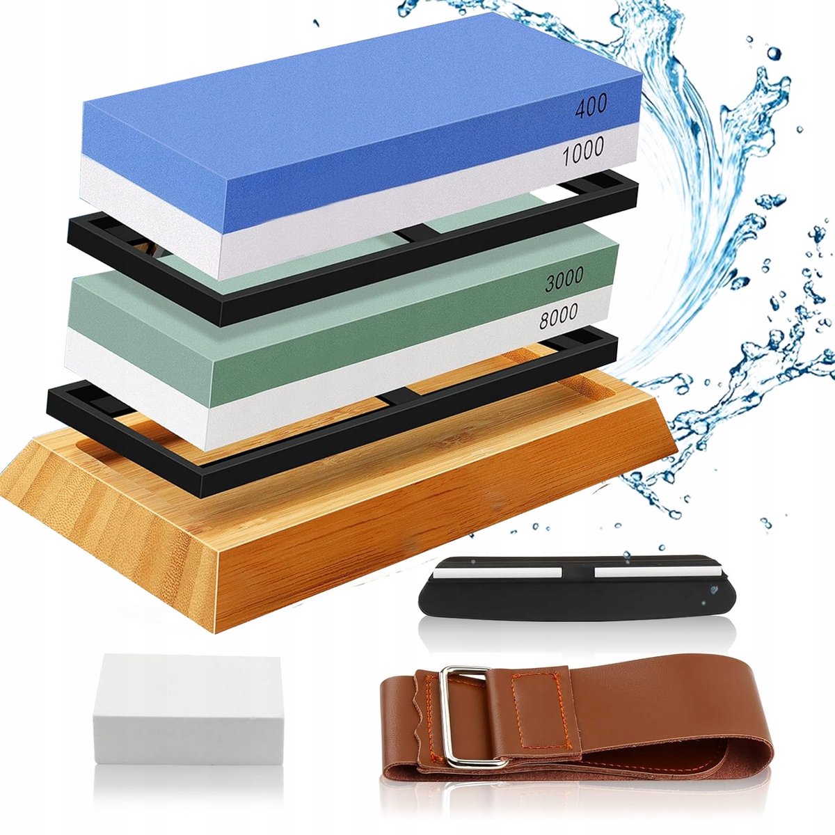Watersteen Messenslijper Set 400/1000/3000/8000 Grit met Accessoires