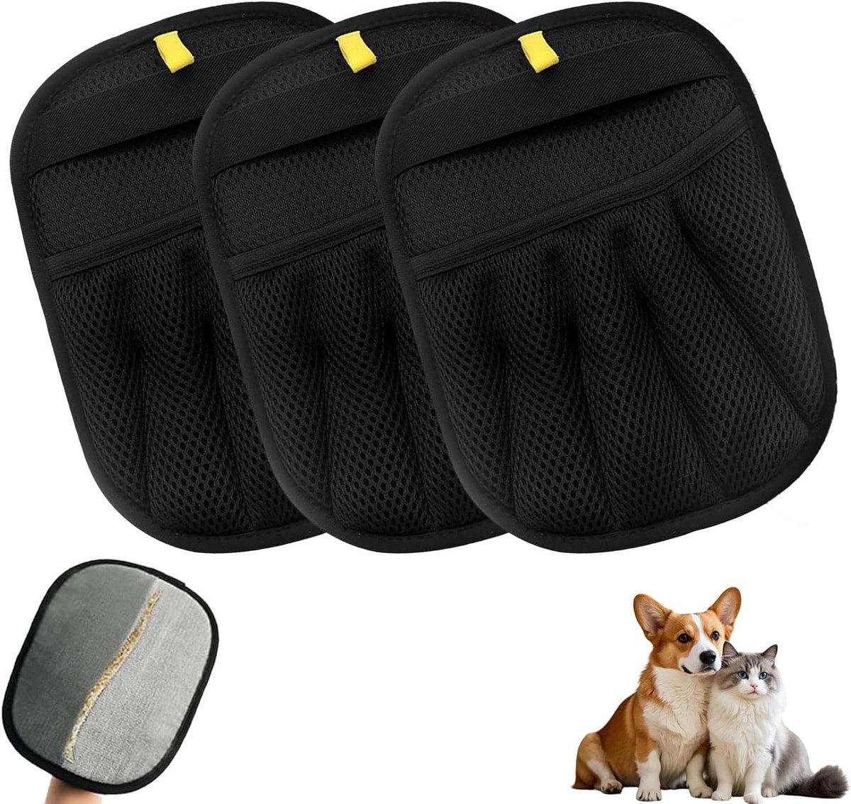 Honden- en kattenharen verwijderen met electrostatische handschoenen, dubbelzijdige borstelset voor huisdieren, ideaal voor effectief haarverwijderen