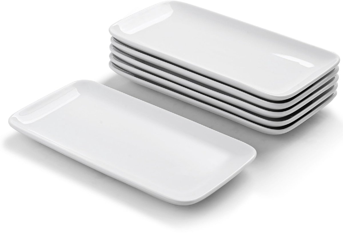 Famanu – Set van 6 kleine rechthoekige dienbladen van 23x12 cm, ideaal voor serveren