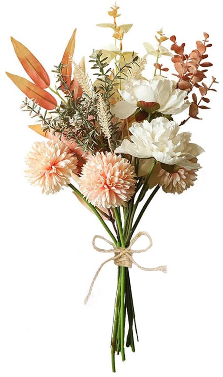 Famanu Roze kunstbloemen boeket van hortensia, zijden bloemen voor decoratie, kunstplanten voor bruiloften en kamerdecoratie