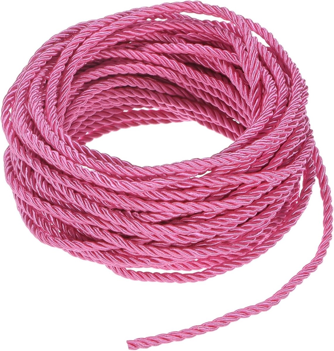 11 Yards Donkerroze Zachte Polyester Twisted Zijden Touw Koord, 3 mm Decoratief Koord voor Cadeautjes, DIY Projecten en Gordijn Tiebacks