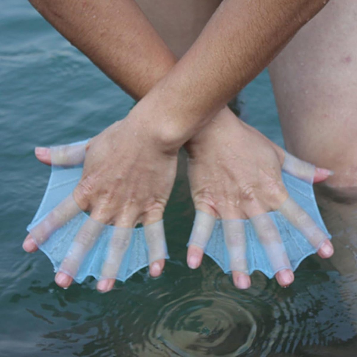 2 x Siliconen zwemhandschoenen, handgeweven, waterafstotend, voor training