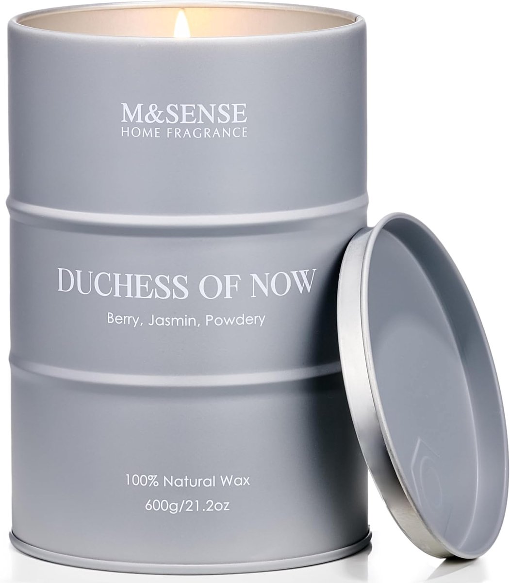 M&SENSE Soy Bergamot Jasmin Scented Candles for Women Home Scented, 600g 120 Hours Long Lasting Burning, Unique Candle - ShopVlot
