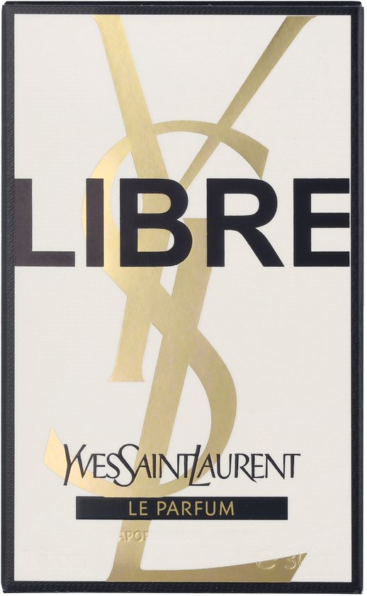 Kartonnen verpakking van Yves Saint Laurent Libre Le Parfum met gouden YSL logo en tekst.