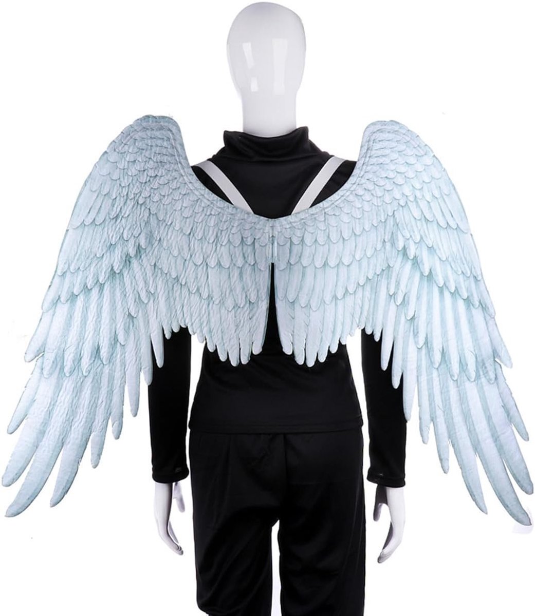 Engelenvleugelkostuum - Wit - 75 x 105 cm - 3D-geprinte Veren met Elastische Bandjes - Voor Tieners en Volwassenen