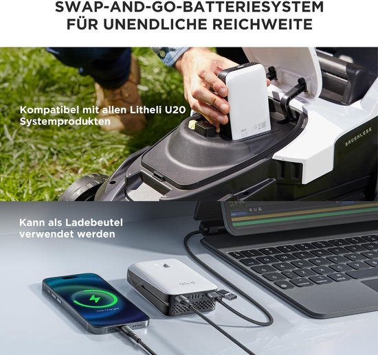Elektrische Bolderkar Opvouwbaar met 2 Motoren, Remmen, 150 L Inhoud, 60 kg Draagvermogen en 2 Accu’s — afbeelding 3