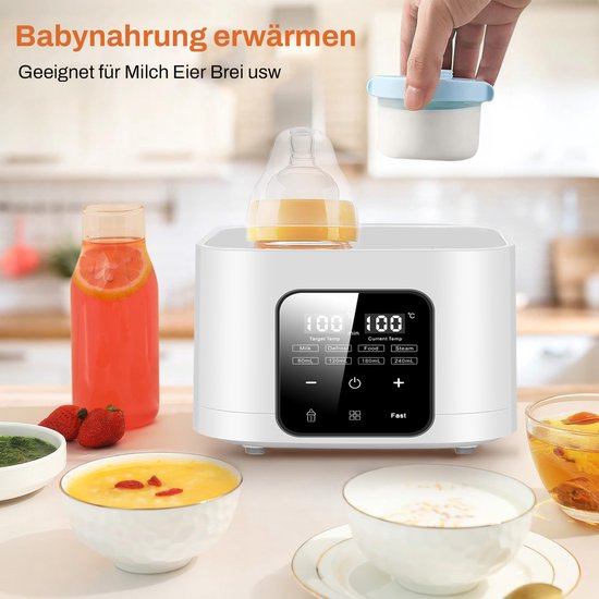FOSMET Flessenwarmer 2026 - 9-in-1 Babyflessenwarmer & Sterilisator - Geschikt voor 4 Flessen - 100 °C Stoomsterilisatie - 60-240ml - Stoomsterilisatie - 48 uur warmhoudfunctie - Afstandsbediening - BPA-vrij - Wit — afbeelding 3