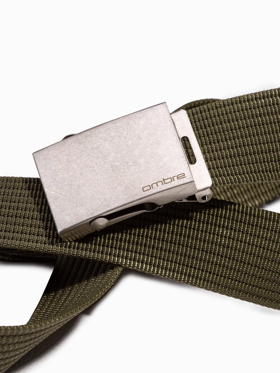 Italian Style - Heren Riem Steamed Buckle - Aged Silver - Kaki - Italianstyle