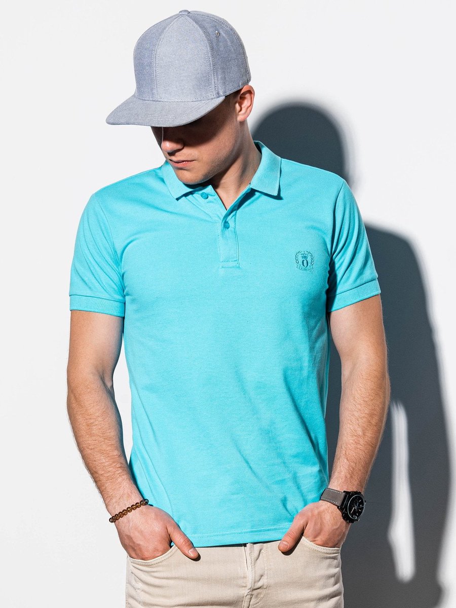 Ombre - Heren Poloshirt - Mint - V-Hals - Knoopjes