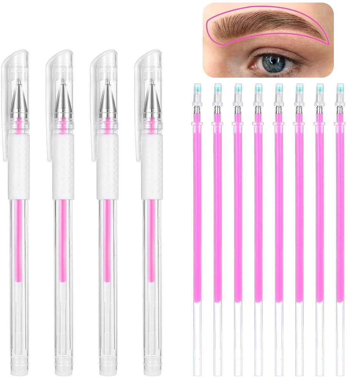 Huidmarkers voor microblading met 8 reservevullingen - Perfect voor wenkbrauwen en make-up