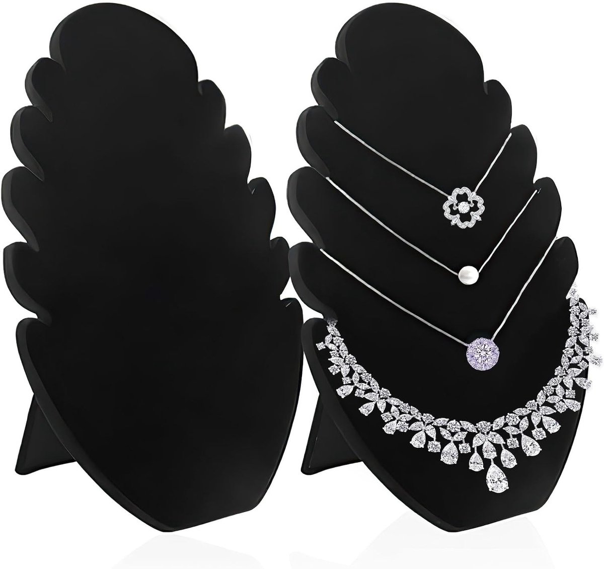 Sieradenstandaard - Zwart - 28 x 20 x 1,5 cm - Fluwelen Display voor Halskettingen en Sieraden - Voor Dames