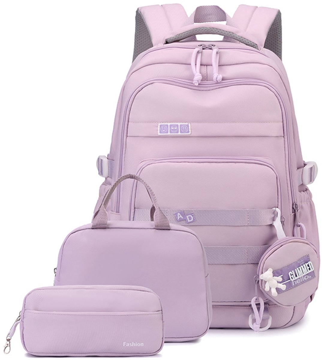 Waterdichte rugzak voor meisje - Rugzak Meisje - lichtgewicht schooltas - Schooltas - Meisjes School Student Schooltas - Rugzakken met grote capaciteit voor Meisjes en Jongens - Tieners -Paars driedelen set Schoolrugzakken voor middelbare School -