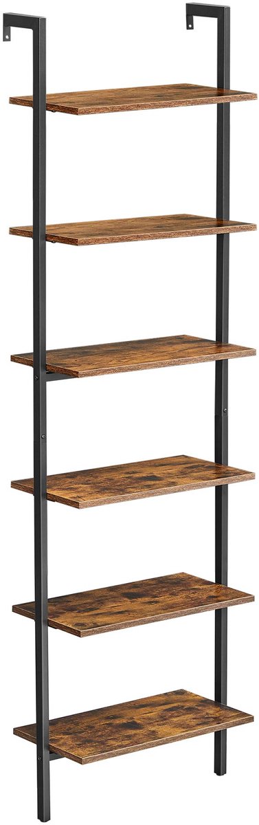 Famanu – Staande plank boekenkast met 6 planken, afmetingen 60 x 30 x 204,8 cm, ideaal voor het opbergen van boeken en decoratie